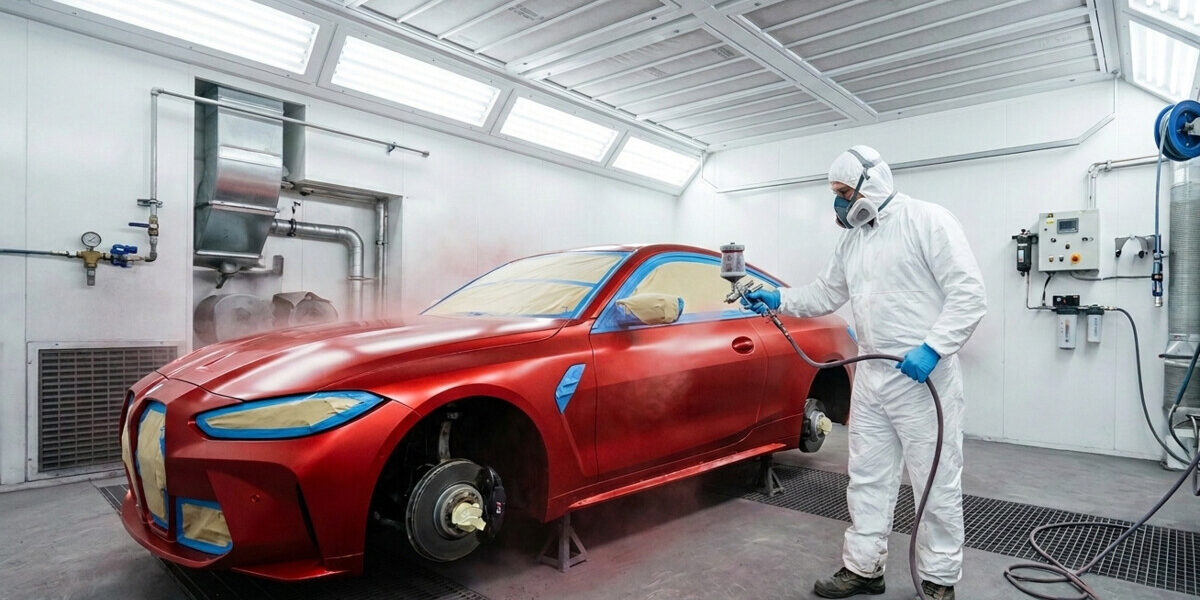 Peinture automobile en cabine professionnelle